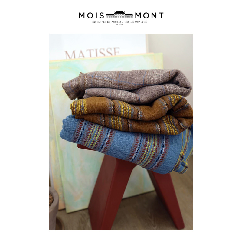 Moismont 22fw Blanket(Wood, Parisian Blue)